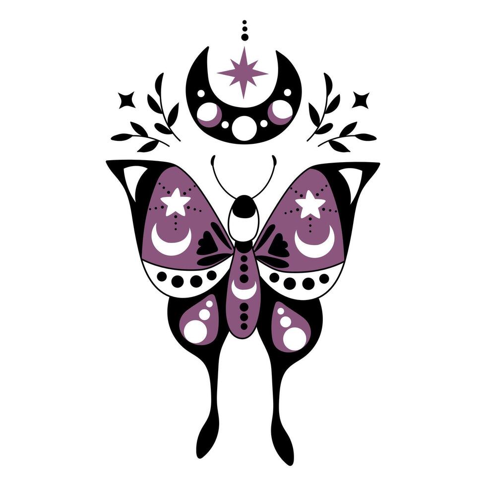 místico mariposa. blanco fondo, aislar vector