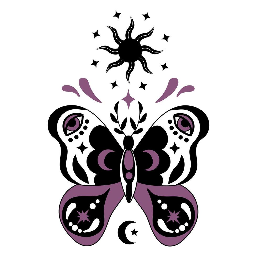 Mystic Butterfly. White background, isolate vector