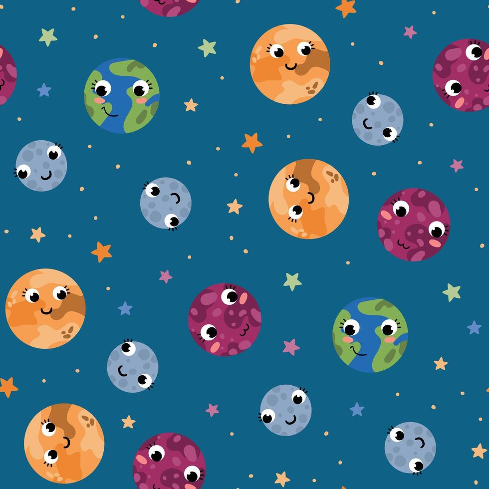 Space Seamless Pattern. Design for fabric, textiles, wallpaper, packaging vector