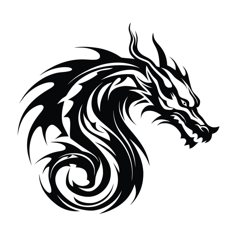 A Dragon head logo on white background vector