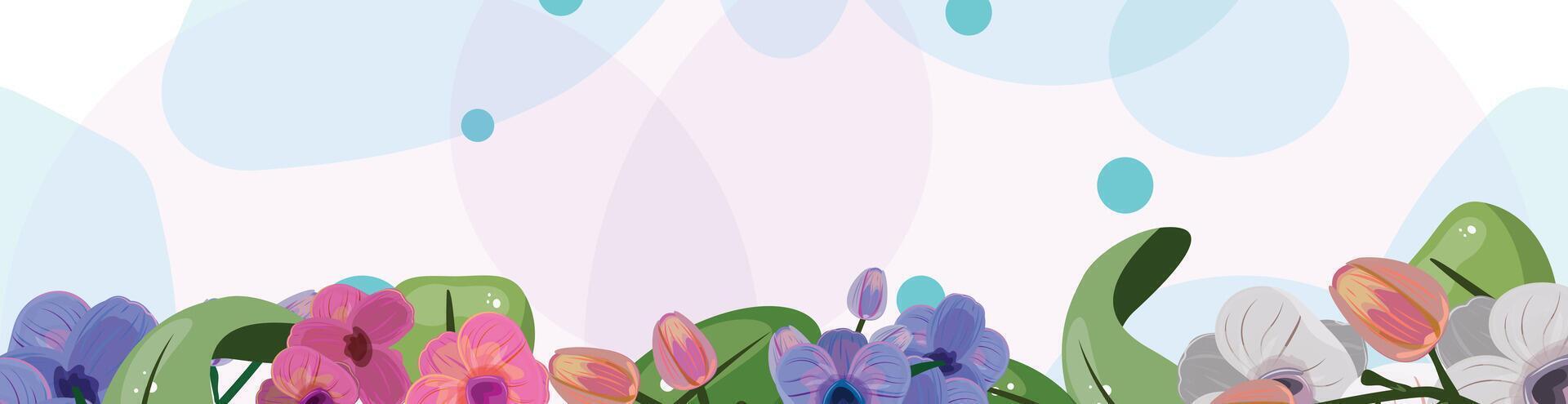 Orchid long horizontal blank banner vector