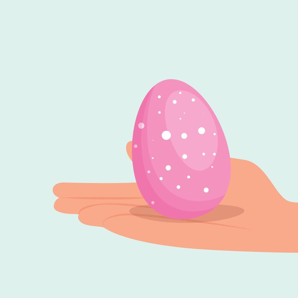 Pink Easter Egg In Hand vector