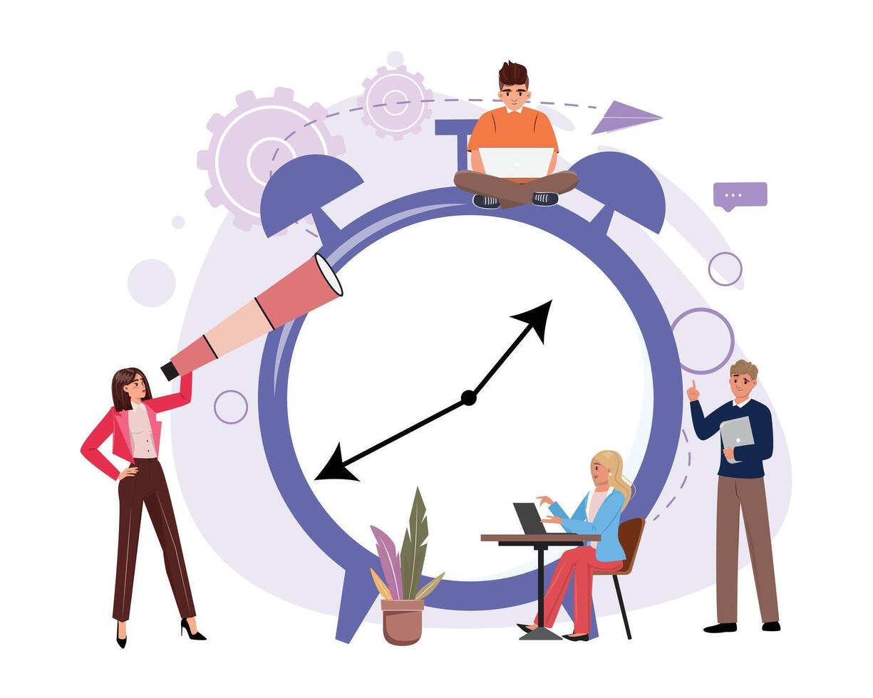 Diverse People Mastering Time Management vector