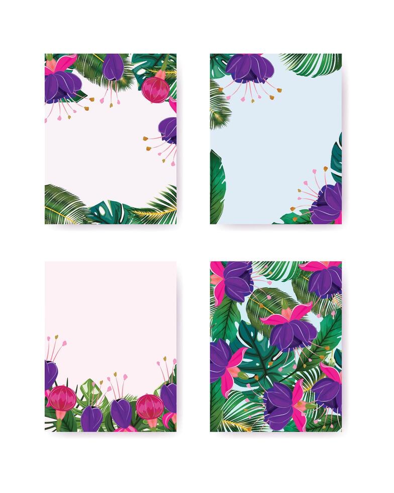 fucsia floral plantillas. para tarjetas, social medios de comunicación, anuncio vector