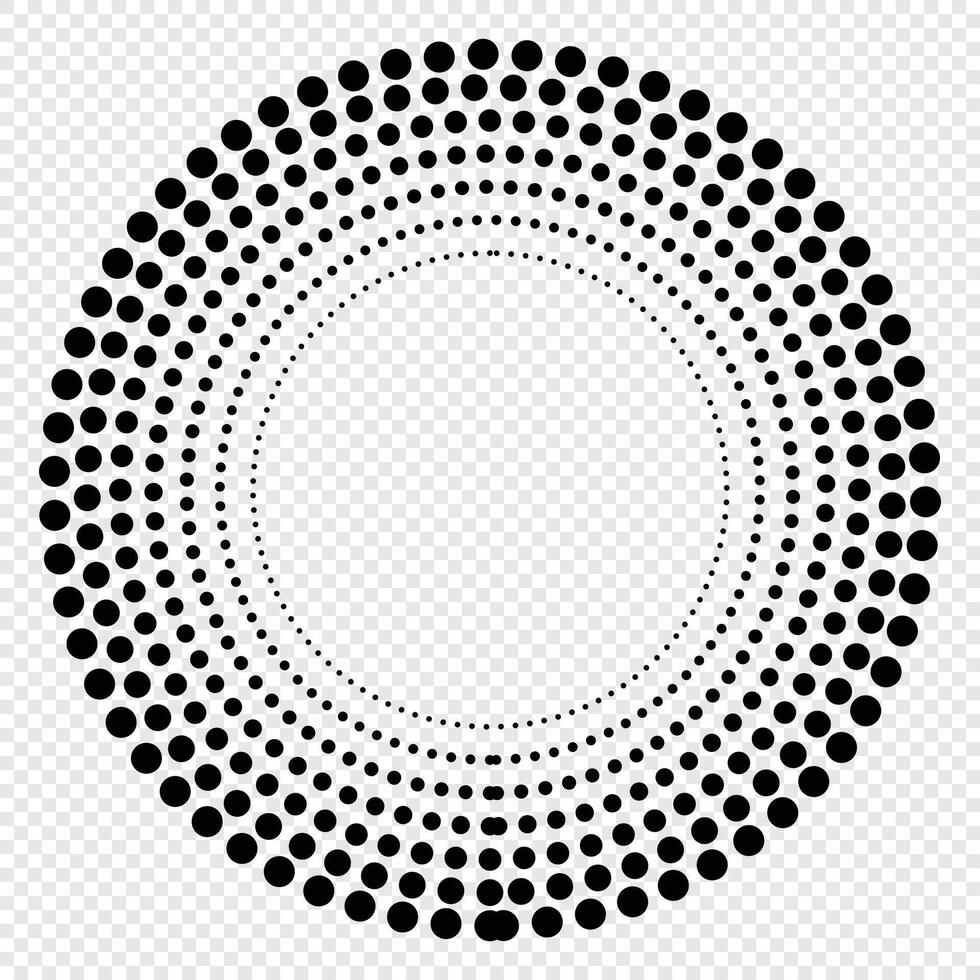 Halftone dots in circle form. Design elements with circular halftone dots. Round dotted frame. Circle dots vector