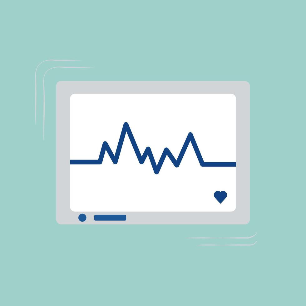 The cardiogram icon on the monitor is in a flat vector style. heartbeat icon, symbol