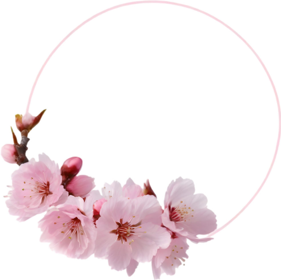 AI generated Watercolor painting of Cherry blossom Floral frame. png
