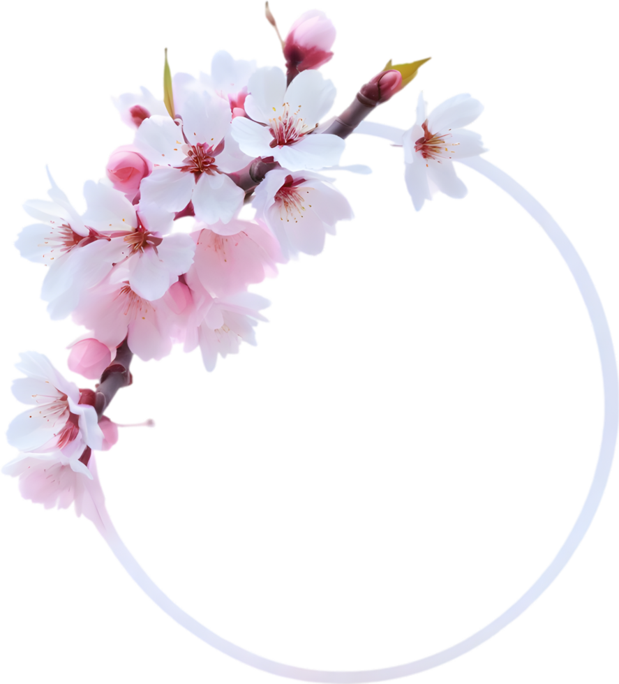 AI generated Watercolor painting of Cherry blossom Floral frame. png