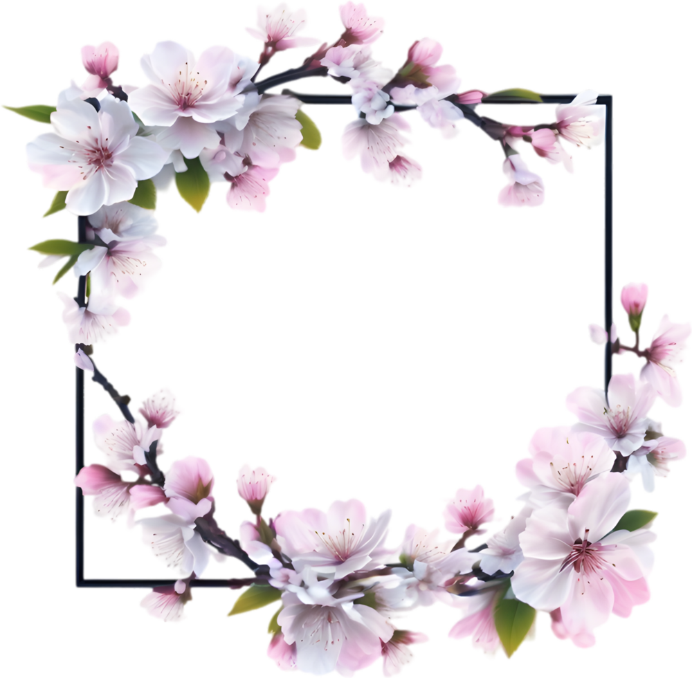 AI generated Watercolor painting of Cherry blossom Floral frame. png