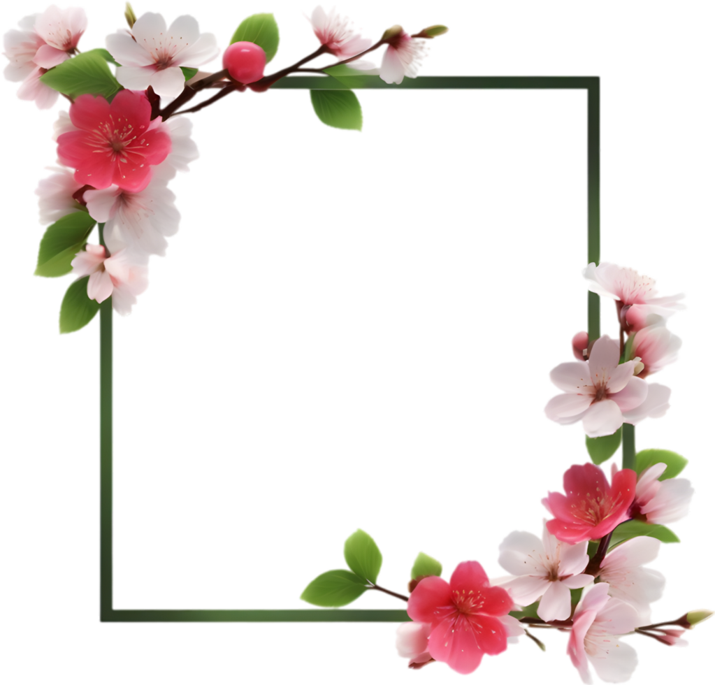 AI generated Watercolor painting of Cherry blossom Floral frame. png