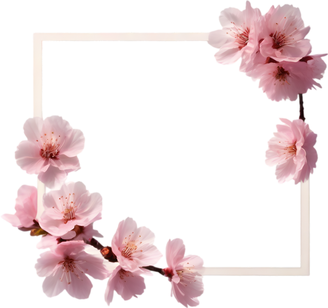 AI generated Watercolor painting of Cherry blossom Floral frame. png