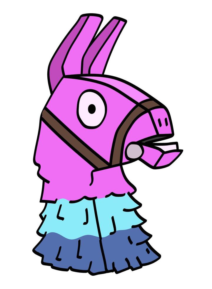 Llama fortnite. Alpaca doodle icon. video game vector character