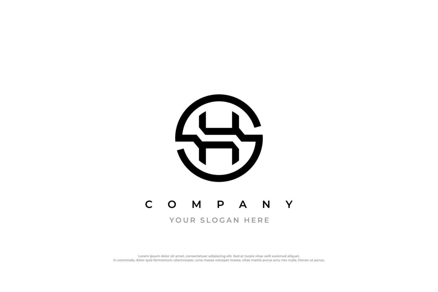 Initial Letter SH or HS Logo Design vector