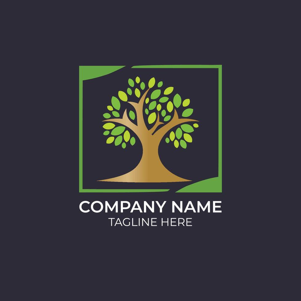 Creative green tree logo design vector