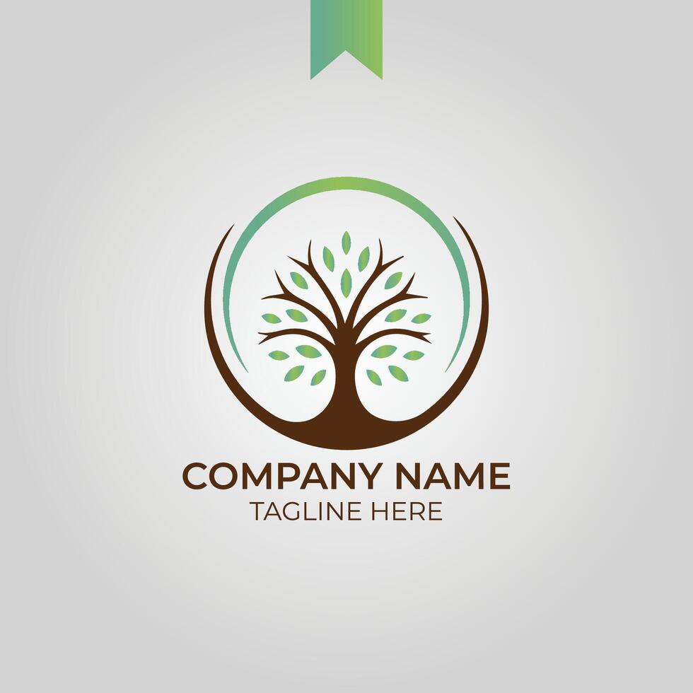 Tree logo design with green leaves vector file