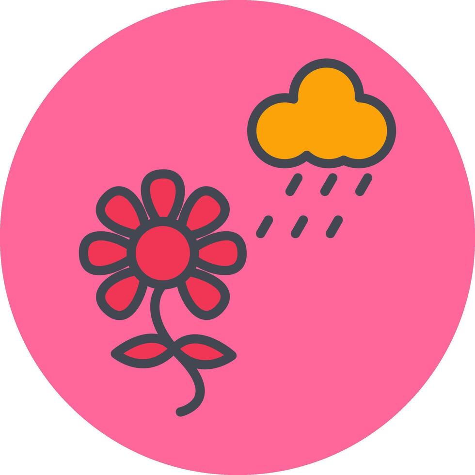 flor con icono de vector de lluvia