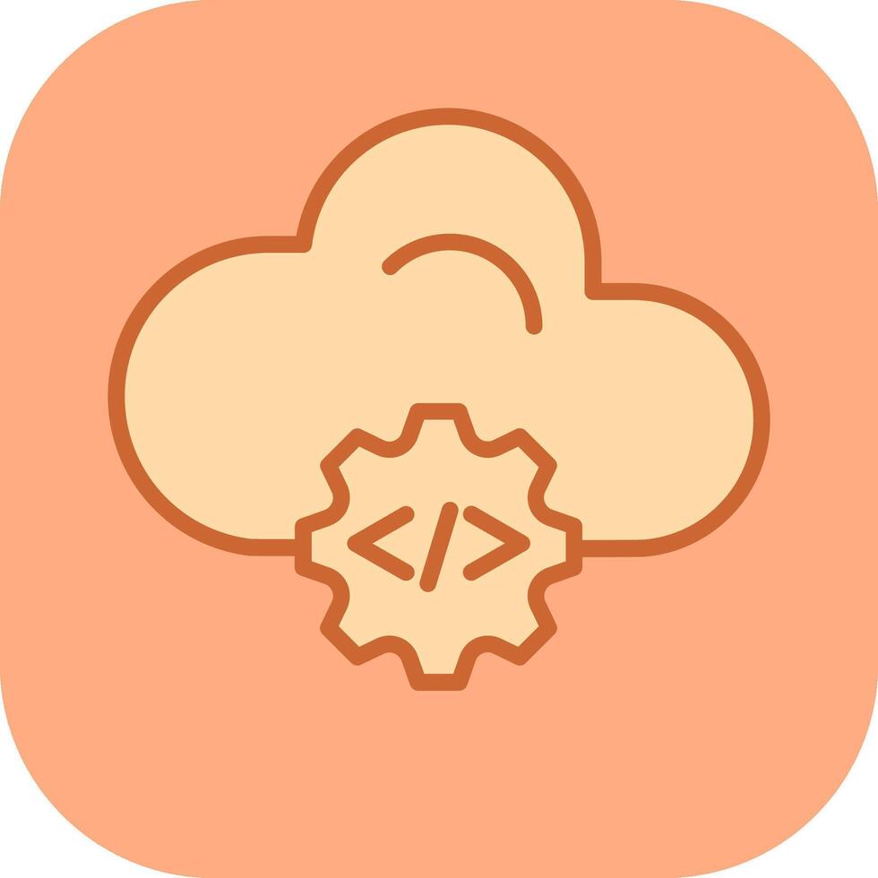 icono de vector de codificación de nube