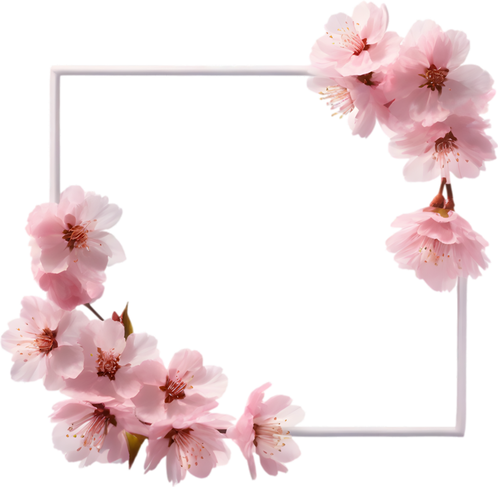 AI generated Watercolor painting of Cherry blossom Floral frame. png