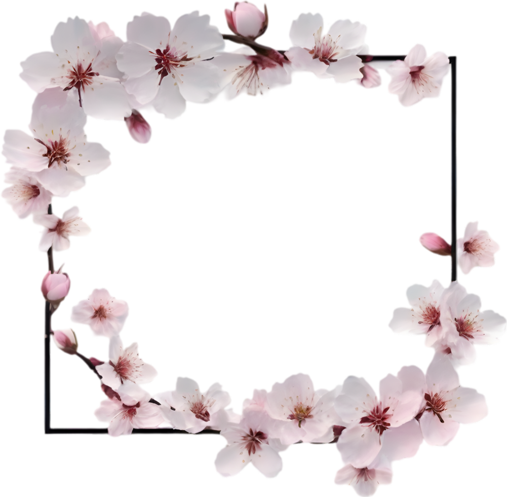 AI generated Watercolor painting of Cherry blossom Floral frame. png