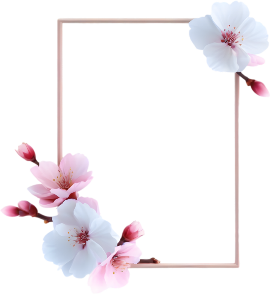 AI generated Watercolor painting of Cherry blossom Floral frame. png