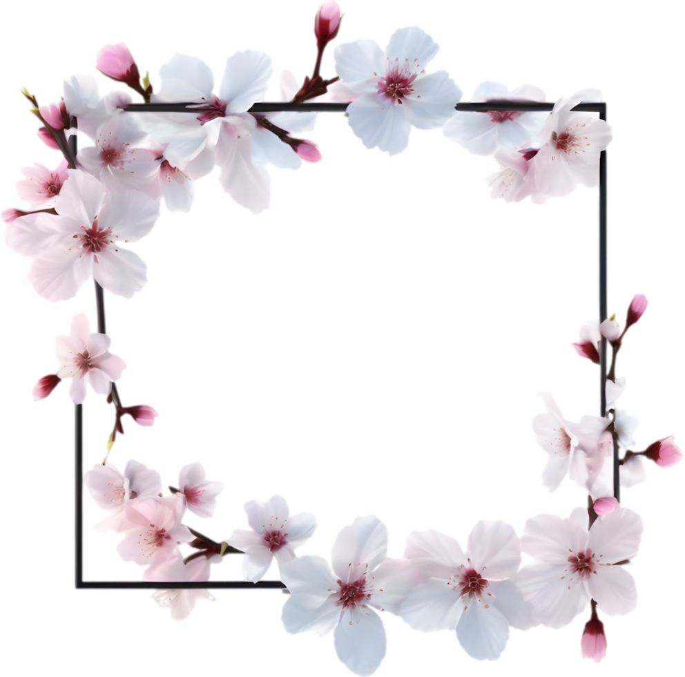 AI generated Watercolor painting of Cherry blossom Floral frame. png