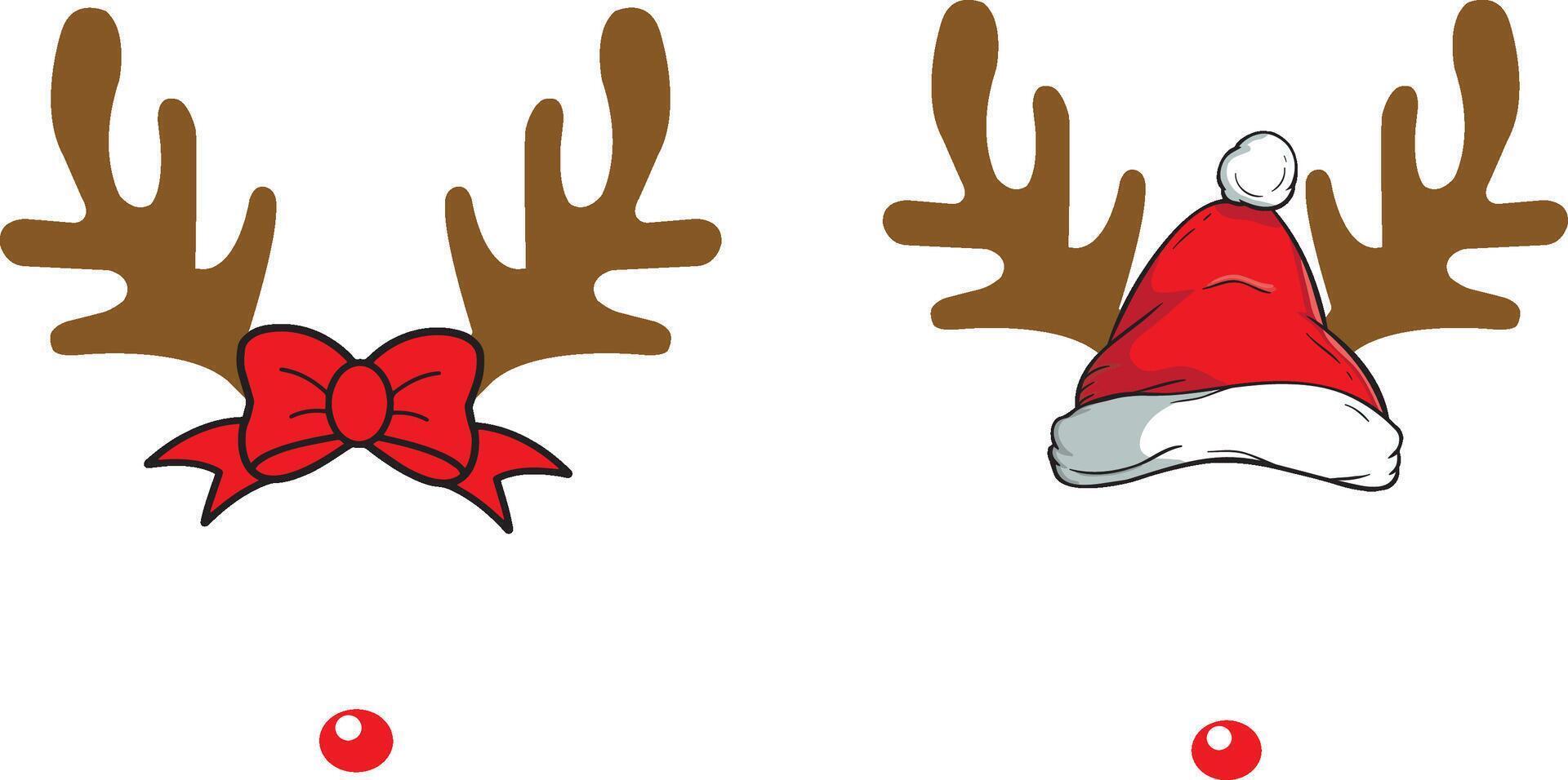 Navidad reno cornamenta, alegre Navidad, Papa Noel, Navidad día festivo, vector ilustración archivo