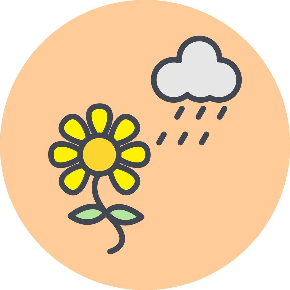 flor con icono de vector de lluvia