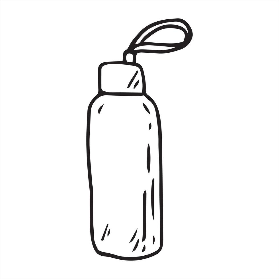 hiking water bottle. simple line drawing in doodle style. vector