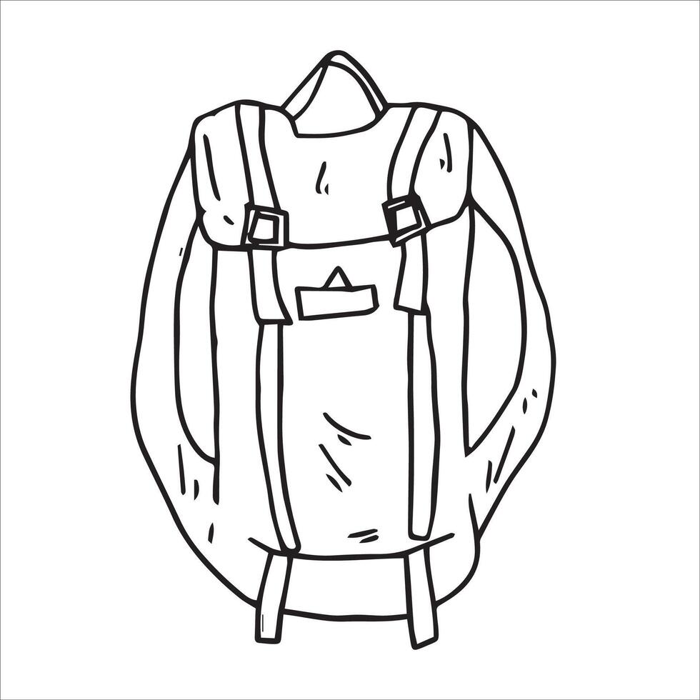 backpack for hiking. simple line drawing in doodle style. vector