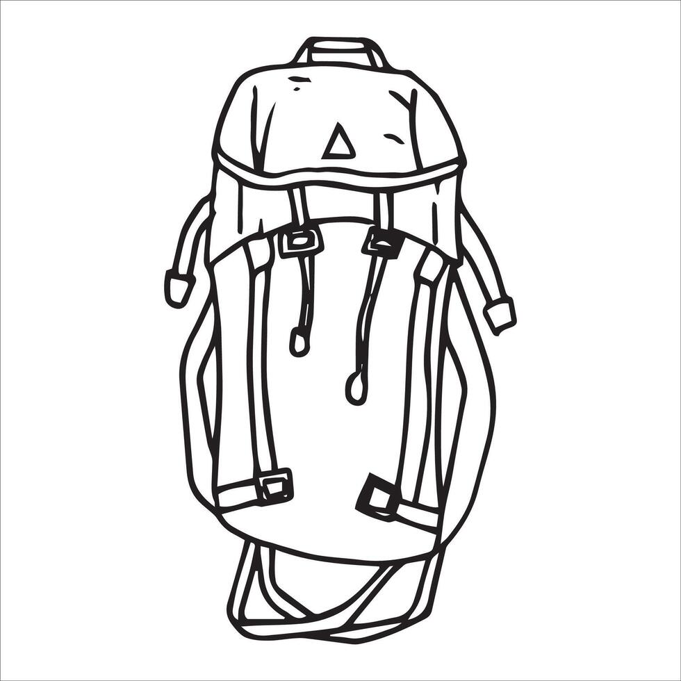 backpack for hiking. simple line drawing in doodle style. vector