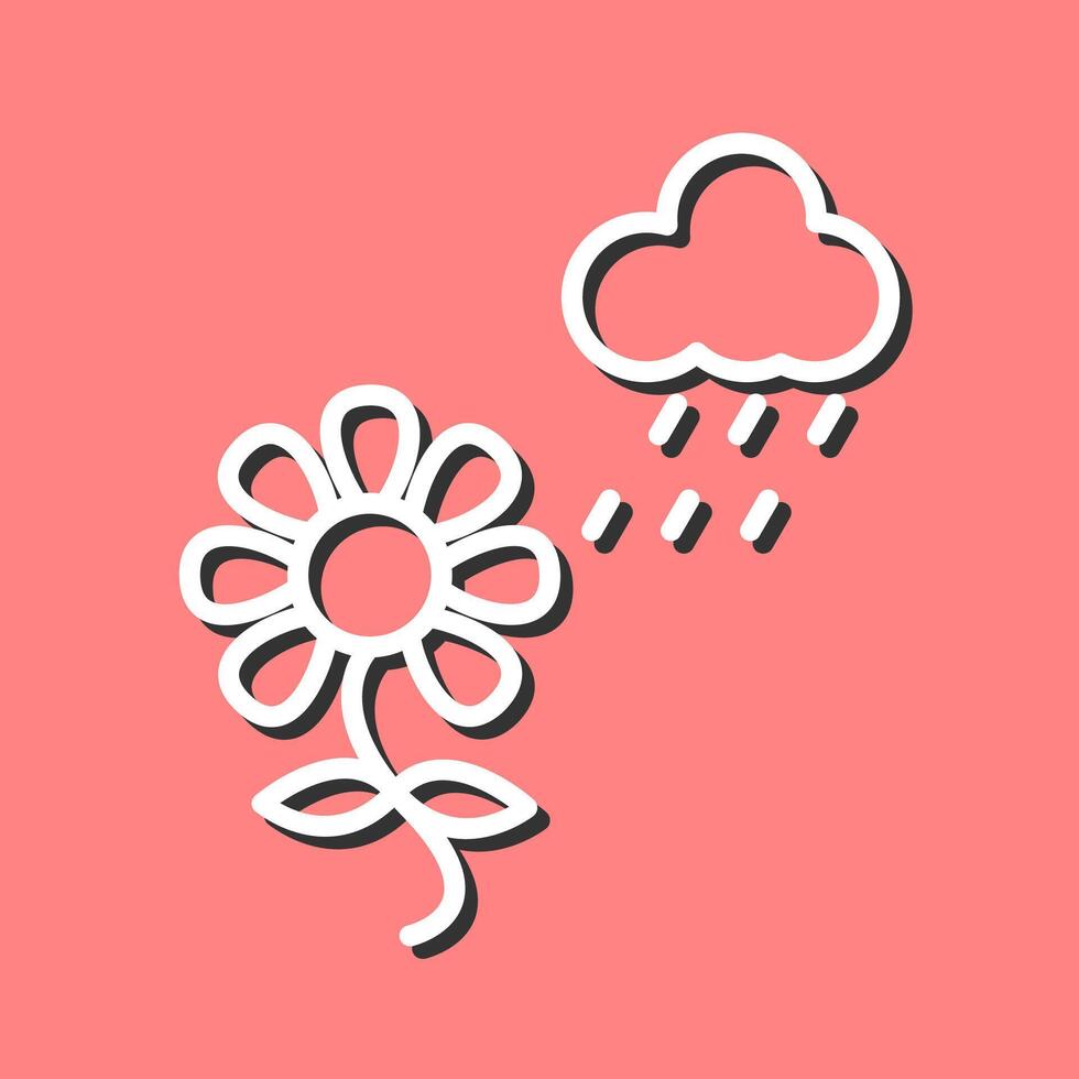 Flower with rain Vector Icon