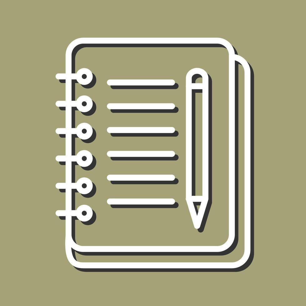 icono de vector de cuaderno y pluma