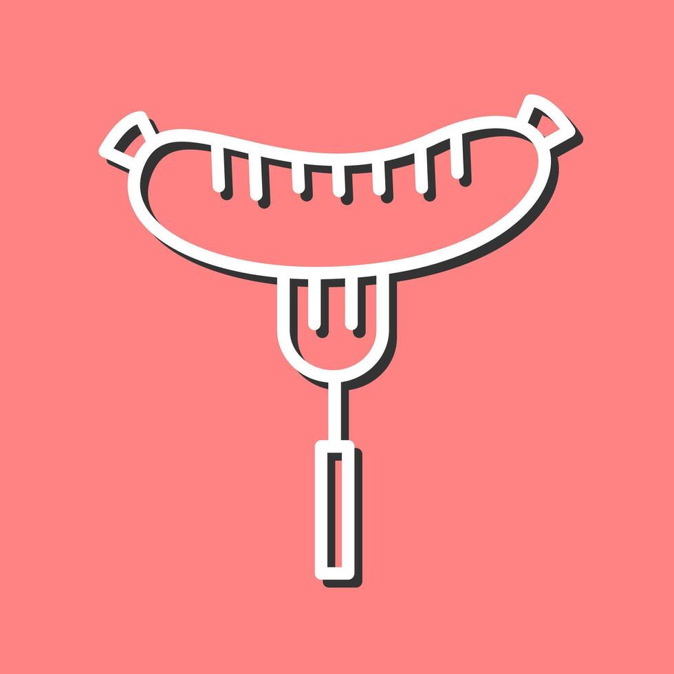 Sausage on Fork Vector Icon