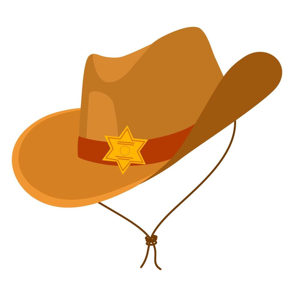 Cowboy hat. Wild West. Headdress clipart icon. Vector hand draw illustration isolated on the white background