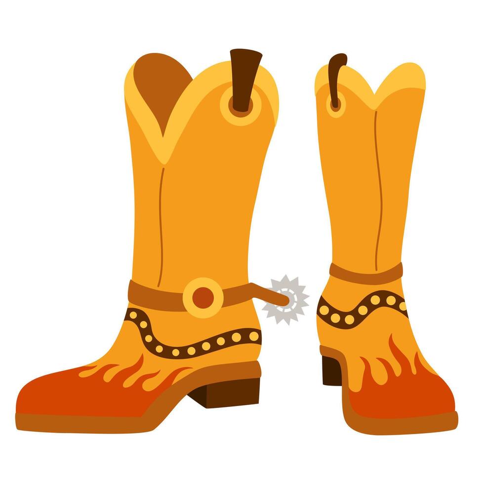 Cowboy boots. Wild West Clipart icons. Vector hand draw illustration isolated on the white background