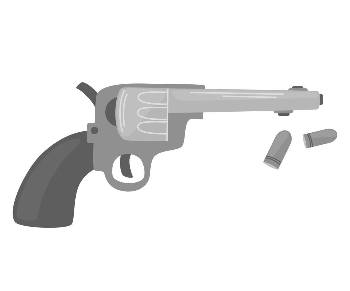 revólver con balas. pistola. salvaje Oeste clipart icono. vector mano dibujar ilustración aislado en el blanco antecedentes