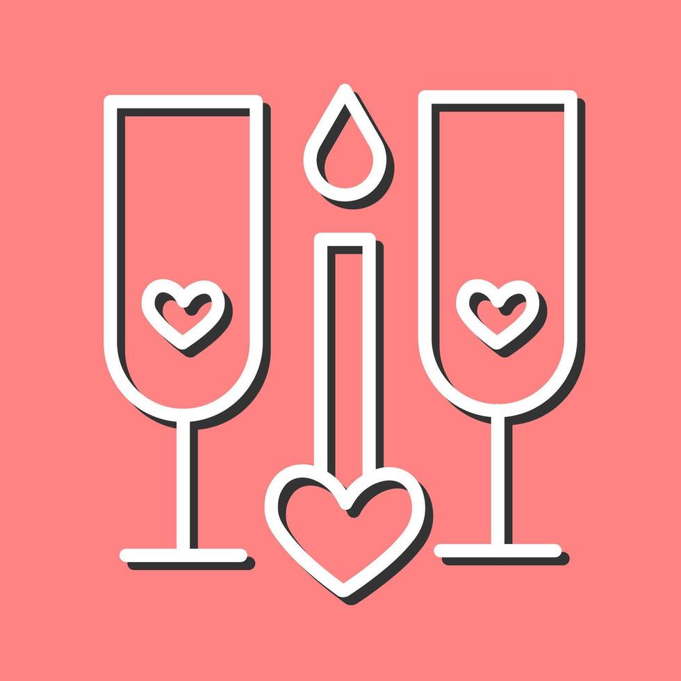 Two Glasses Romantic Vector Icon