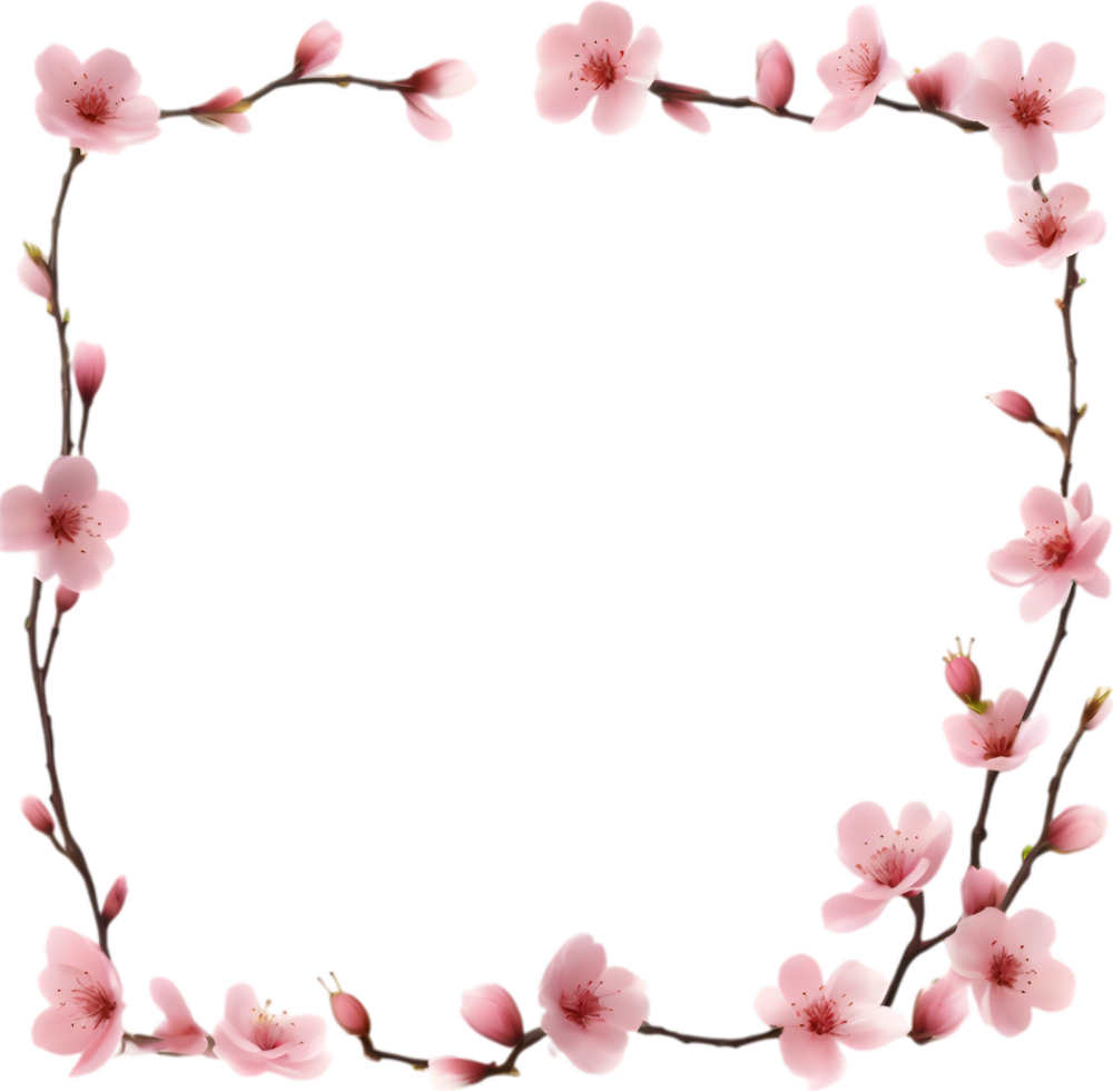 AI generated Watercolor painting of Cherry blossom Floral frame. png