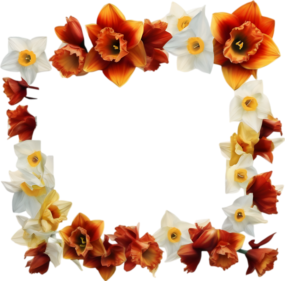 AI generated Watercolor painting of Daffodil Floral frame. png