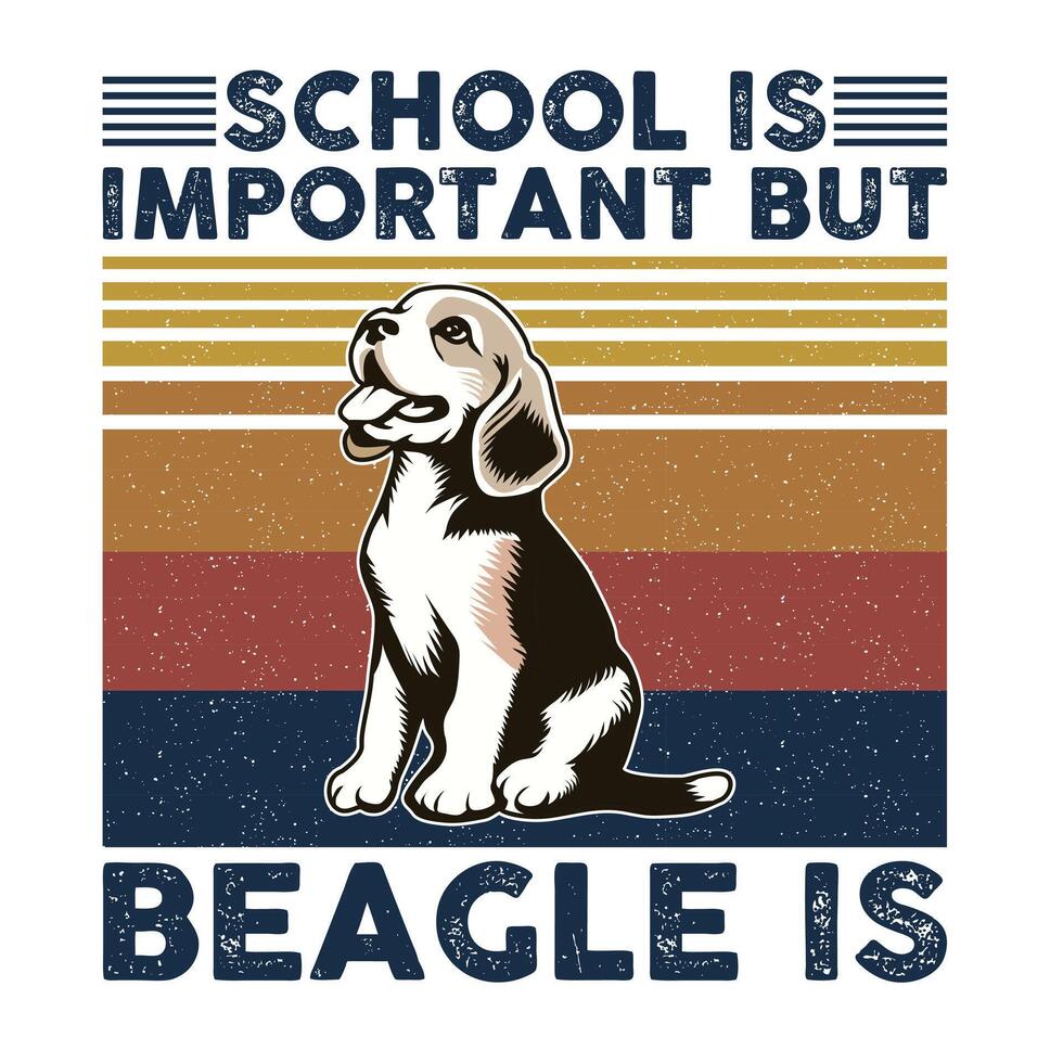 colegio es importante pero beagle es importante tipografía camiseta diseño vector