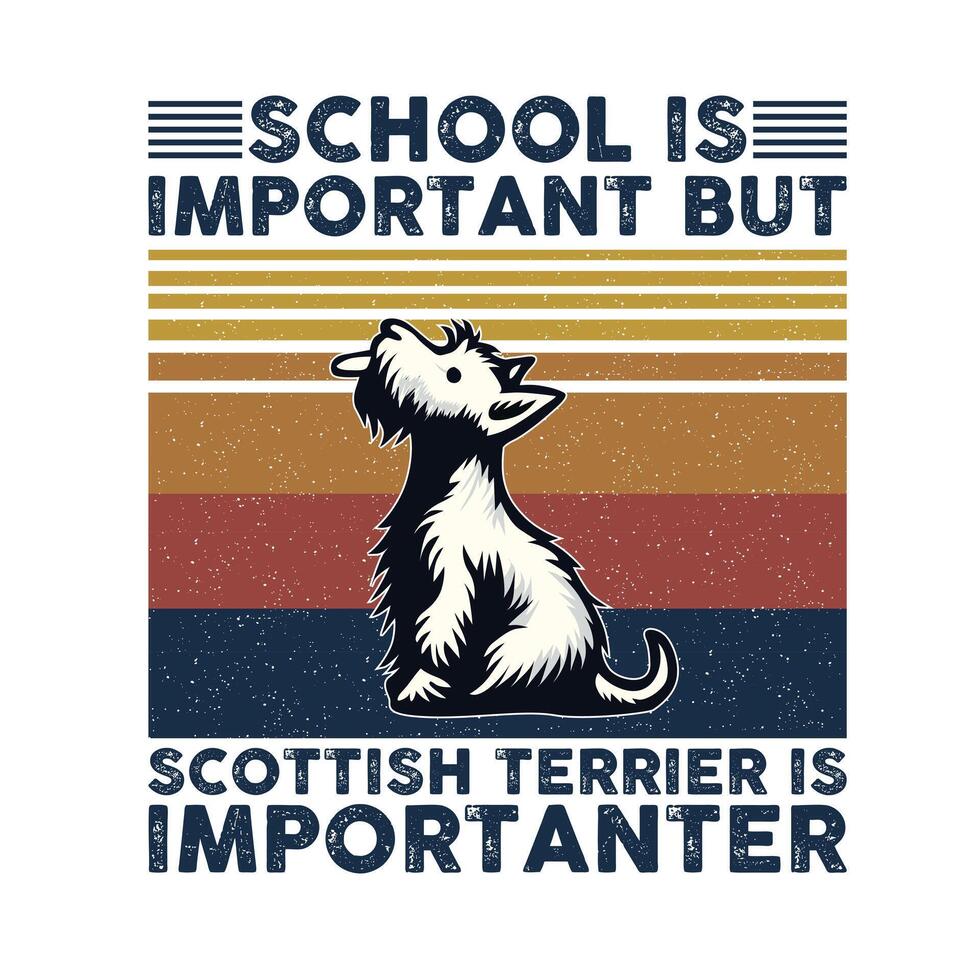 colegio es importante pero escocés terrier es importante tipografía camiseta diseño vector