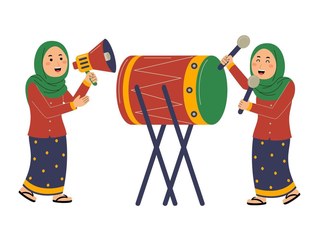 young woman ramadan activity vector illustration