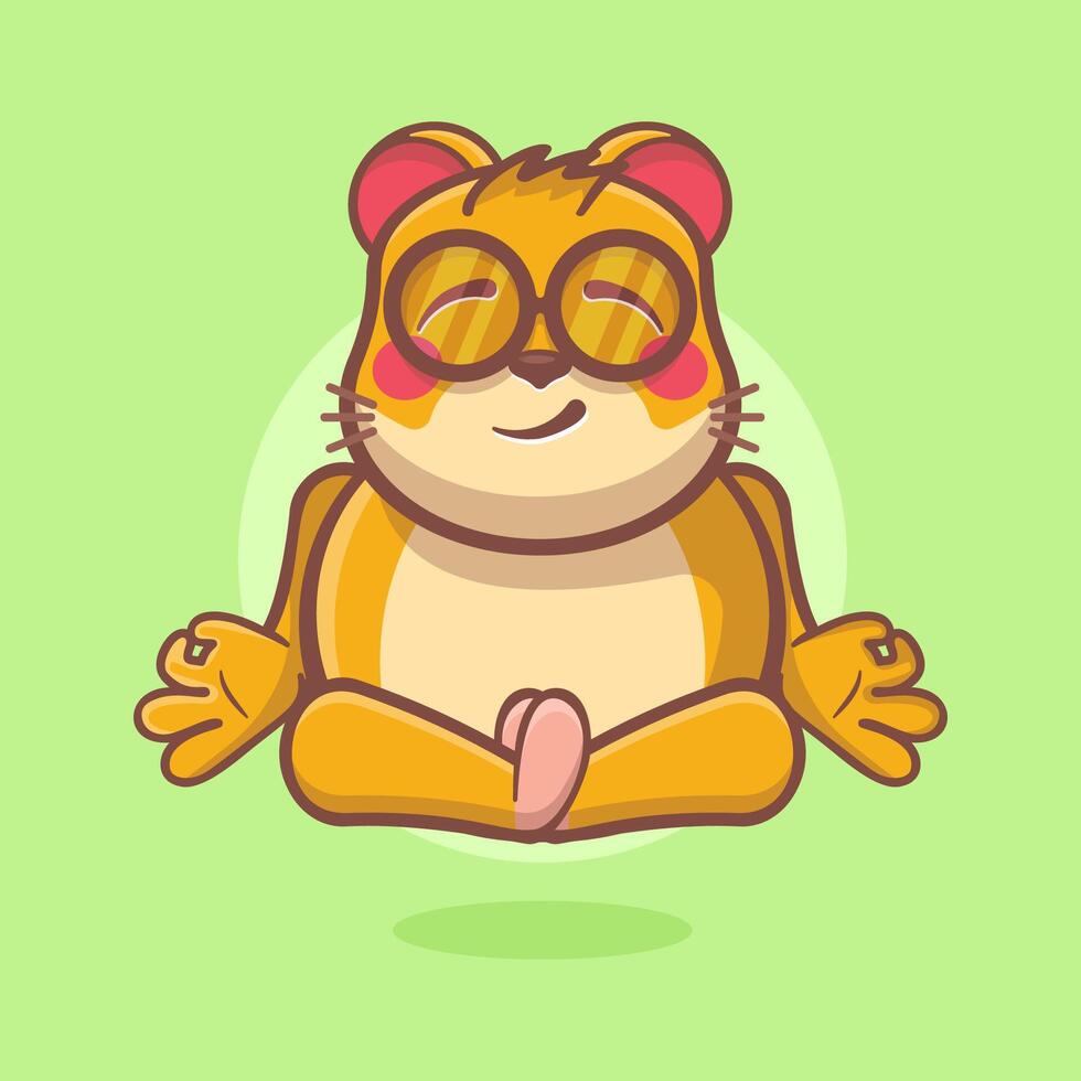 calma hámster animal personaje mascota con yoga meditación actitud aislado dibujos animados vector