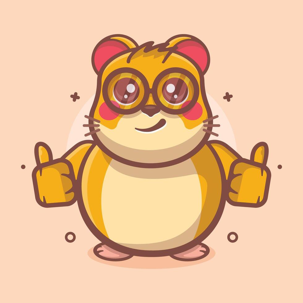 sonriente hámster animal personaje mascota con pulgar arriba mano gesto aislado dibujos animados vector