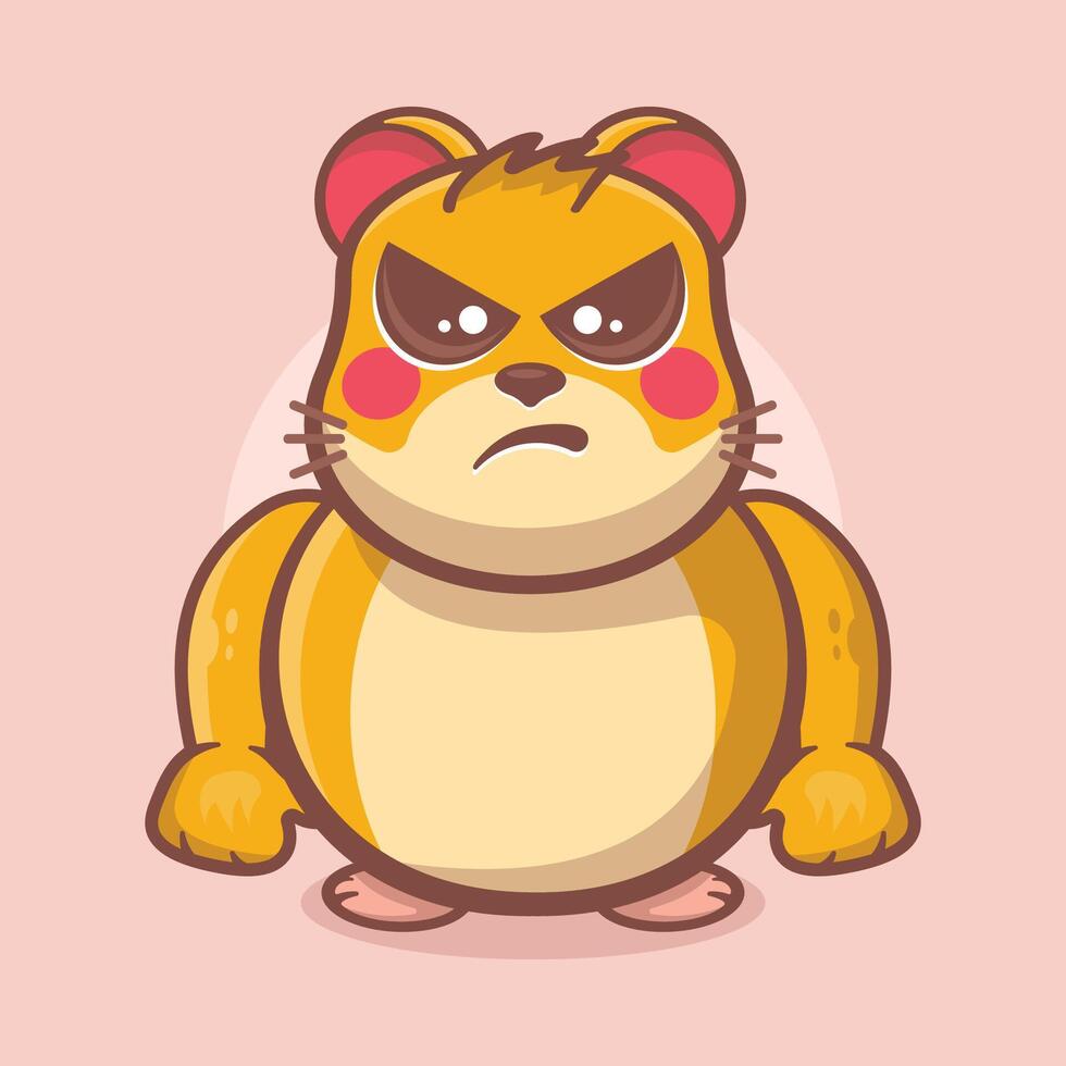 serious hamster animal character mascot with an angry expression isolated cartoon vector