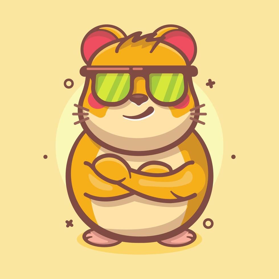 cool hamster animal character mascot with crossed arms isolated cartoon in flat style design vector