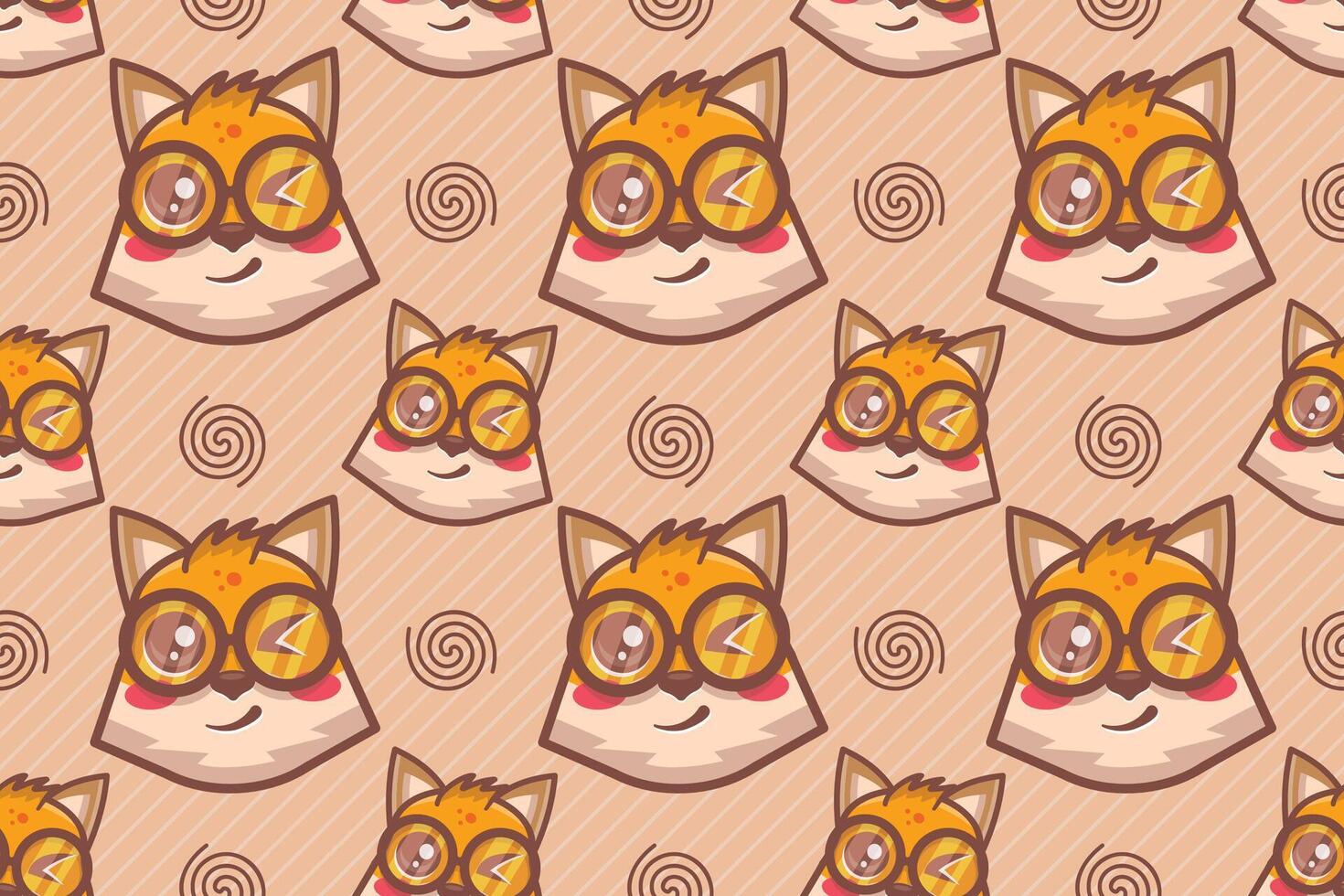 smiling fox animal character seamless pattern vector illustration