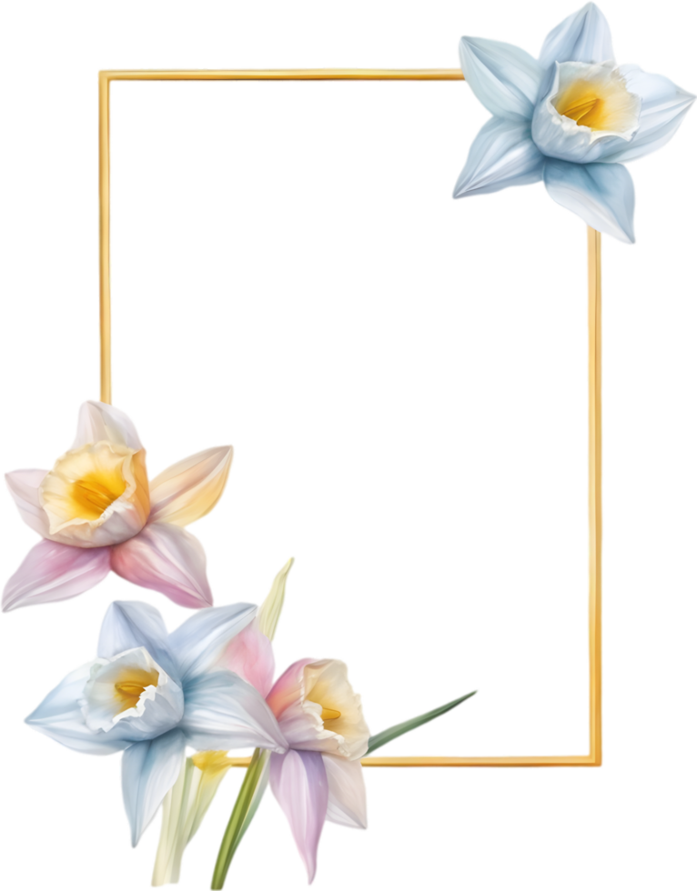 AI generated Watercolor painting of Daffodil Floral frame. png
