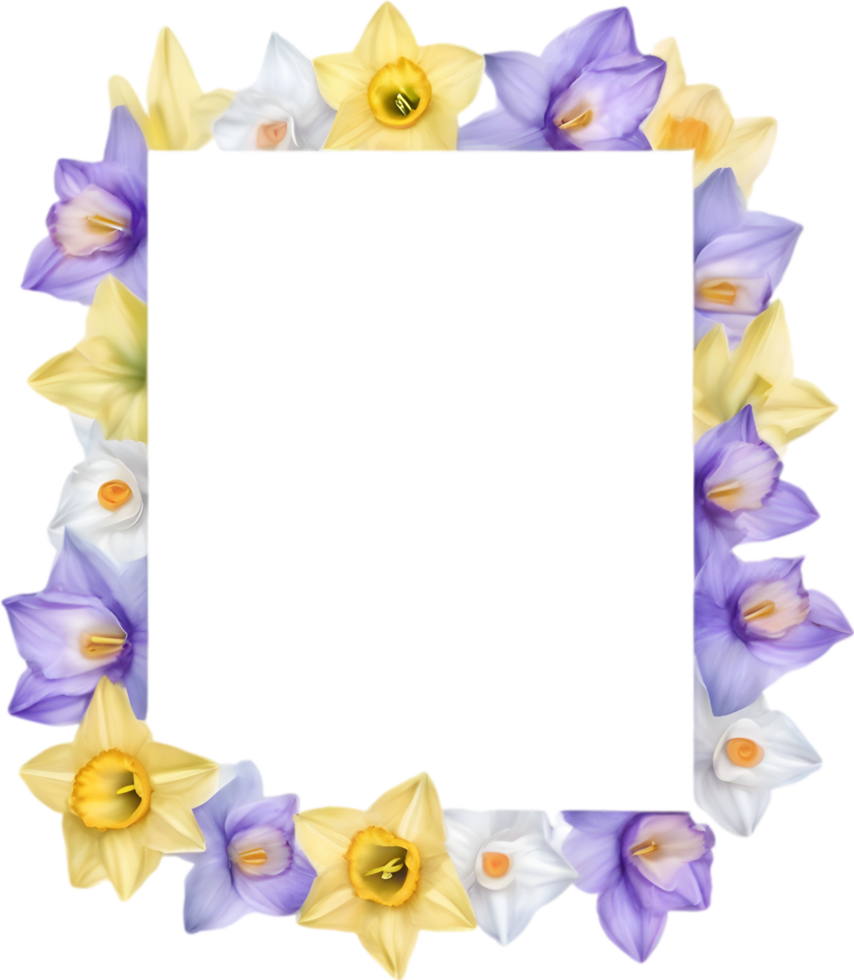 AI generated Watercolor painting of Daffodil Floral frame. png