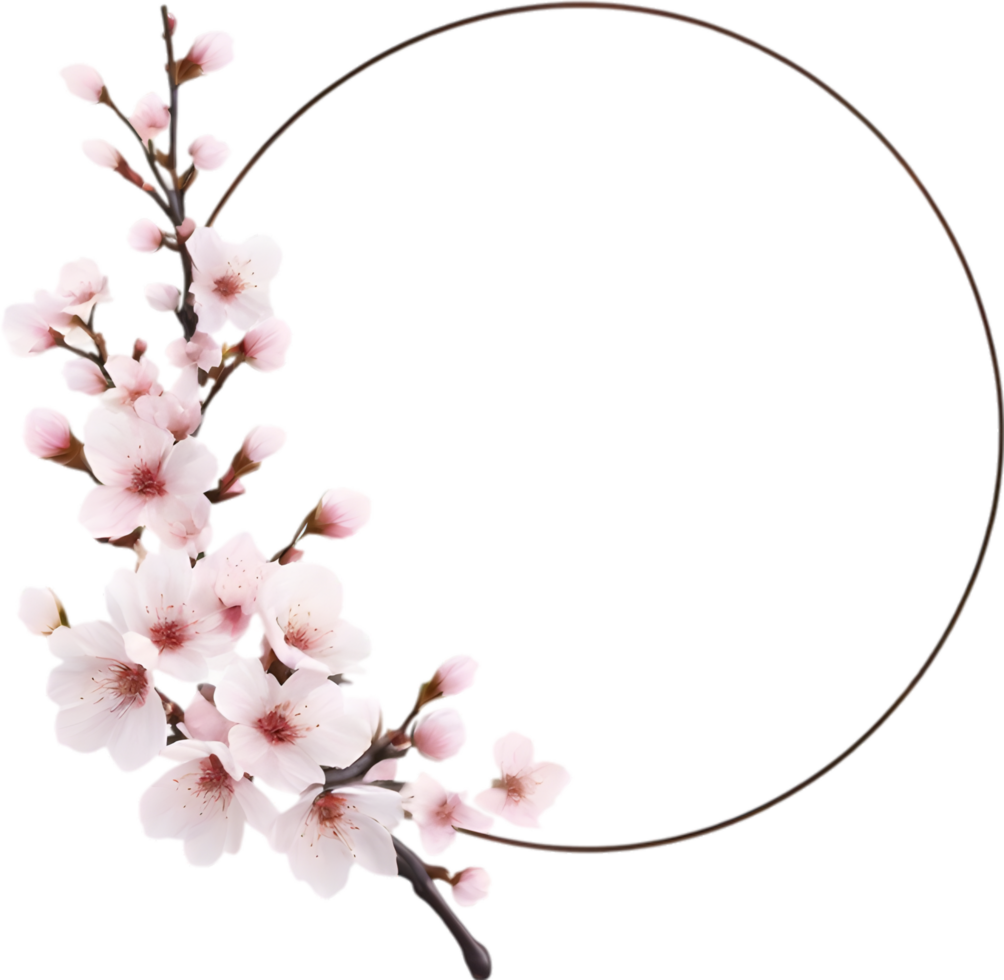 AI generated Watercolor painting of Cherry blossom Floral frame. png